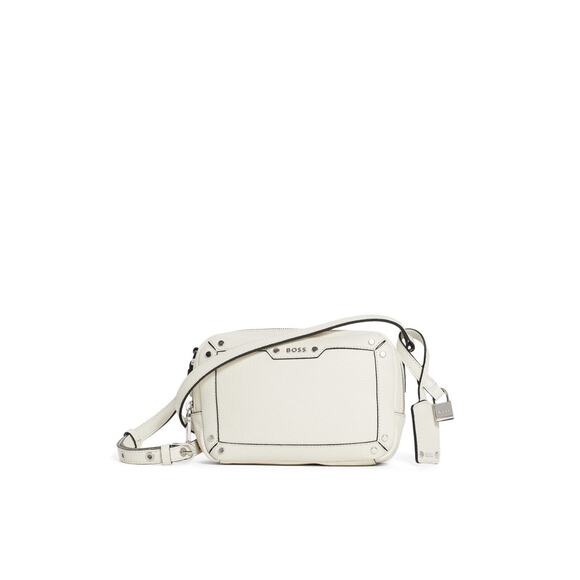 BOSS White Zipper Up Zip Pockets Adjustable Strap Handbag Crossbody Bag - Picture 2 of 12